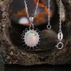 Classic Natural Oval 7*9mm Ethiopian Opal Pendant 925 Sterling Silver Necklace Fine Jewelry for Women Anniversary and Party Gift