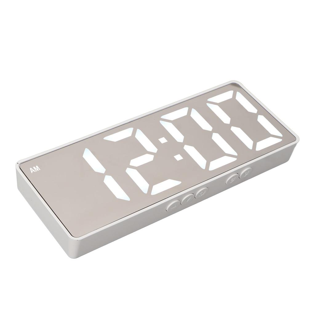 Digital Alarm Clock Temperature Display LED Mirror Electronic Clocks for Home Bedroom Decoration White