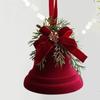 Plastic Red Flocking Christmas Bell Bow Knot Design Exquisite Christmas Tree Topper Star Wreath Pendant Christmas Ball Pendant