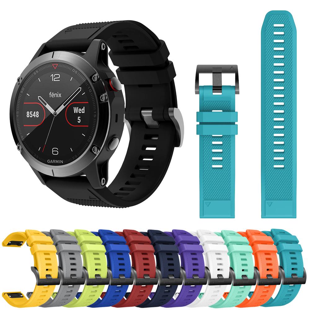 Силиконовый ремешок для часов Garmin Fenix 5, 22 мм, регулируемый ремешок для умных часов с черной пряжкой