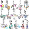 925 Silver Colorful Wing Skates Charms Beads Temperature Changing Color Chameleon Dangle Fit Original Bracelet Jewelry