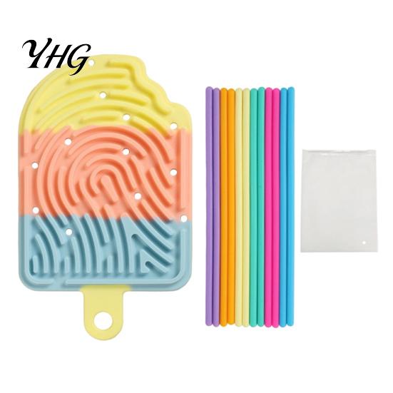 Educational Sensory Board Silicone Activity Board, Christmas Tree Rainbow Ice Stick French Fries Stress Relief Tools with Strings, Silent Fidget