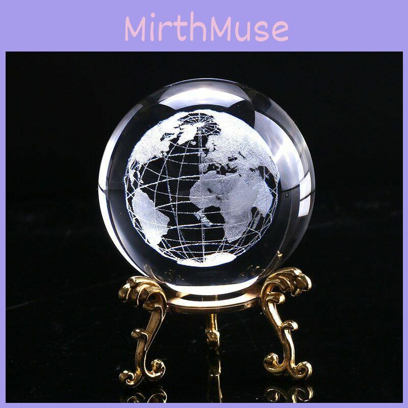 Crystal 60mm 3d Ball Glass Laser Engraved Miniature Sphere Home Gift Decor
