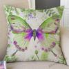 Nordic Summer Hand Drawn Watercolor Butterfly Green Leaves Art Sofa Pillow Case Cotton Linen Butterflies Art Decor Cushion Cover