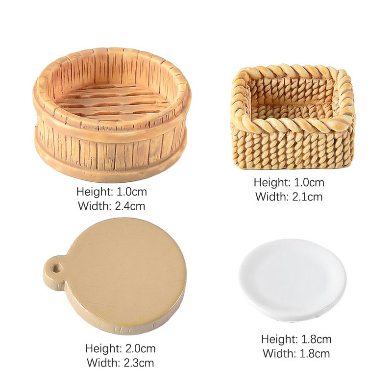 1Set 1:12 Dollhouse Miniature Cake Bread Egg Tart Teapot Basket Tray Breakfast Food Model Kitchen Decor Kid Pretend Play Toy