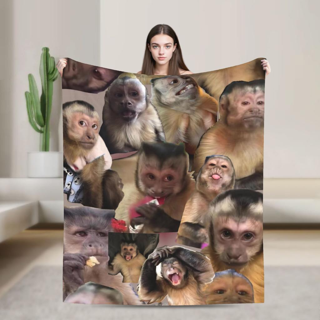 Monkey Face Funny Meme Blanket Ultra Soft Throw Blankets for Sofa 50x60 Inch Multisize Bedding Throws
