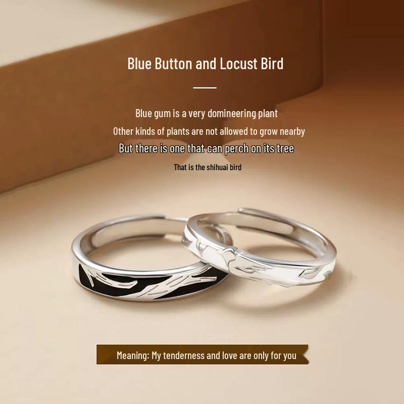 Sterling Silver Bird & Blue Gum Couples Rings: A Unique Christmas Gift for Women & Men.