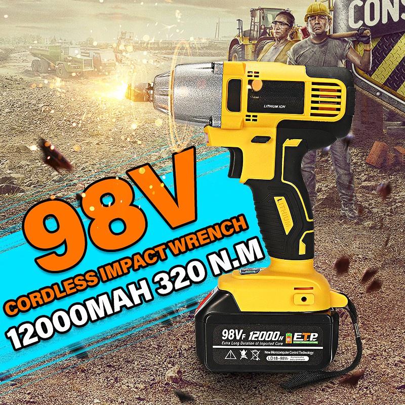 98VF 320Нм 12000мАч 110-240В Аккумуляторный Электрический Ударный Гайковерт Дрель Шуруповерт
