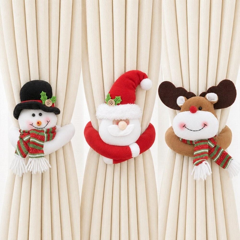 Santa Claus Christmas Curtain Tiebacks Deer Curtain Holdbacks Xmas Curtain Buckle Home Decoration