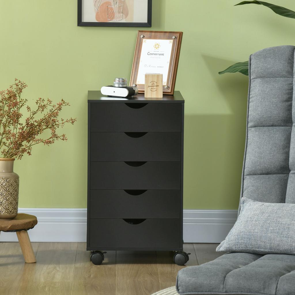 Five Drawer Filing Cabinet Black