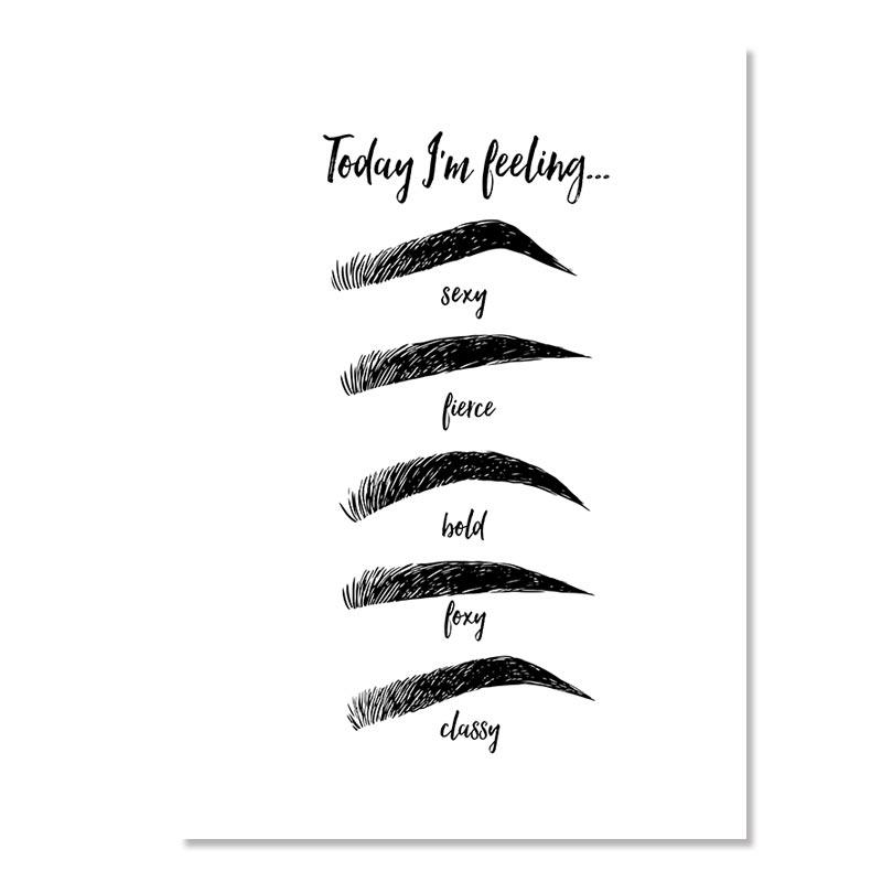 Модный макияж, холст, картина, брови, ресницы, губы, лак для ногтей, настенный художественный постер, салон красоты, декор для спальни для девочек, изображение