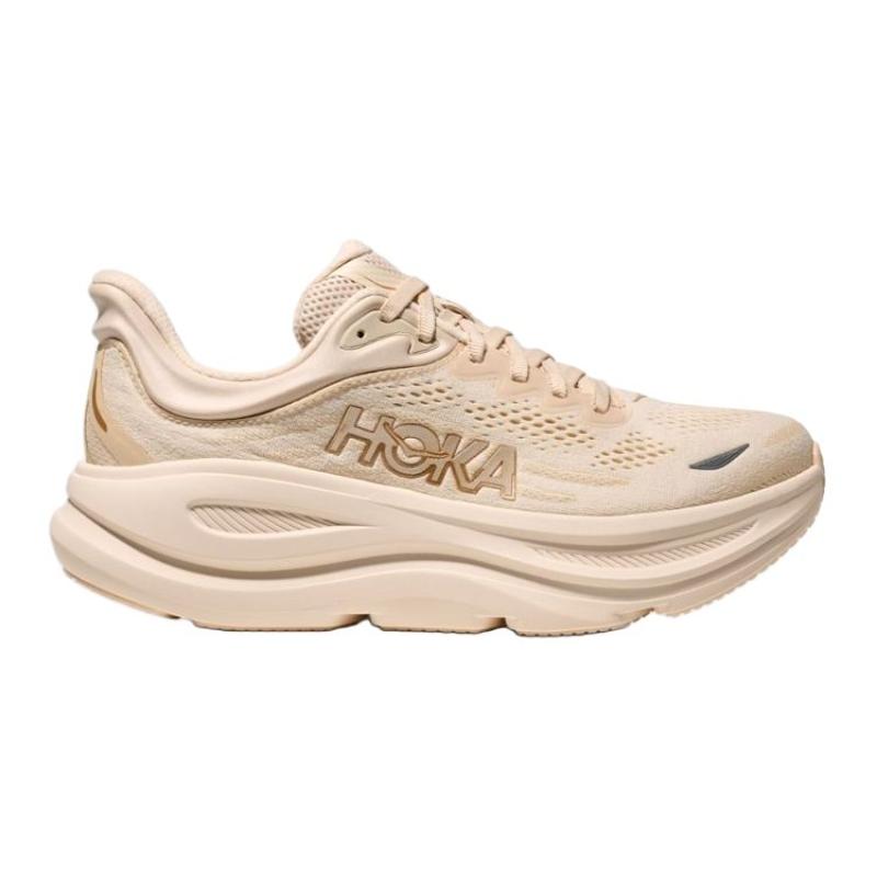 HOKA One One Bondi 9 Устойчивые к истиранию Дышащие Низкие Беговые Кроссовки Женские Бежевые D Ширина Кеды 1162014-VCH