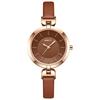 Genuine Seiko Leather Watch for Women: Soft Leather Quartz Watch with Cute Disc Movement, Waterproof, Hand-Wound, Dainty and Elegant Design, Brown, Pe