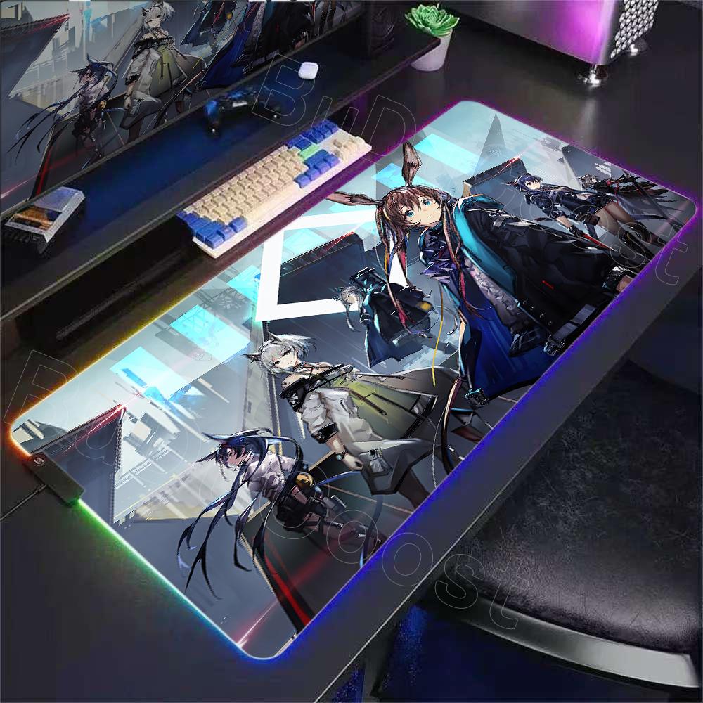 RGB LED Arknights Игровой Коврик для Мыши Большой Индивидуальный для Дома Новый Коврик для Мыши XXL Настольные Коврики Мягкая Натуральная Резина Коврик для Компьютерного Стола