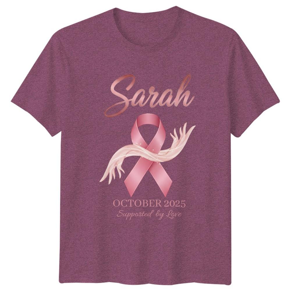 Sarah October 2025 Supported By Love Breast Cancer Awareness Unisexs Unisexs Tee
