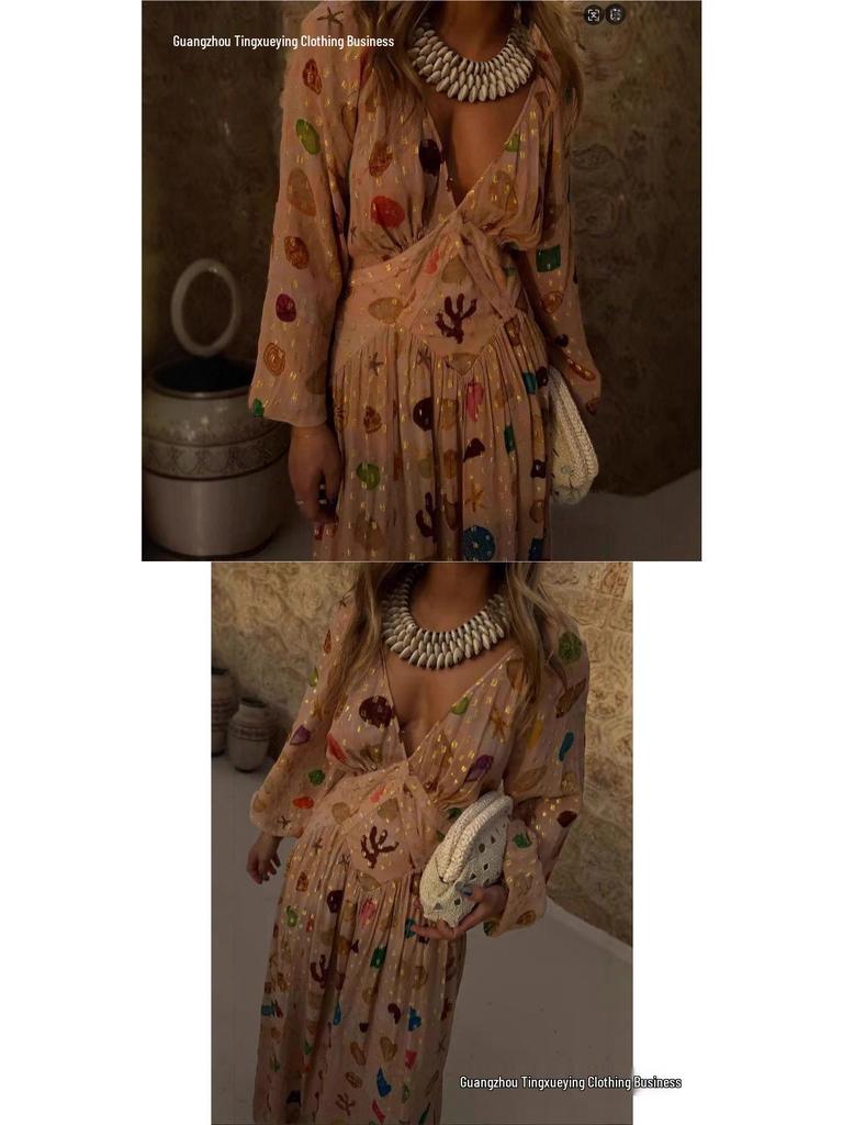 French Campanula Summer Chiffon Floral Dress, Five-Point Sleeves, Cool & Sweet Fairy Style