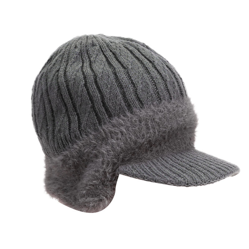 Unisex Winter Hat Outdoor Thick Ski Sports Knitted Hat Plush Fur Lined Warm Earflap Cap Stylish Soft Knit Hat