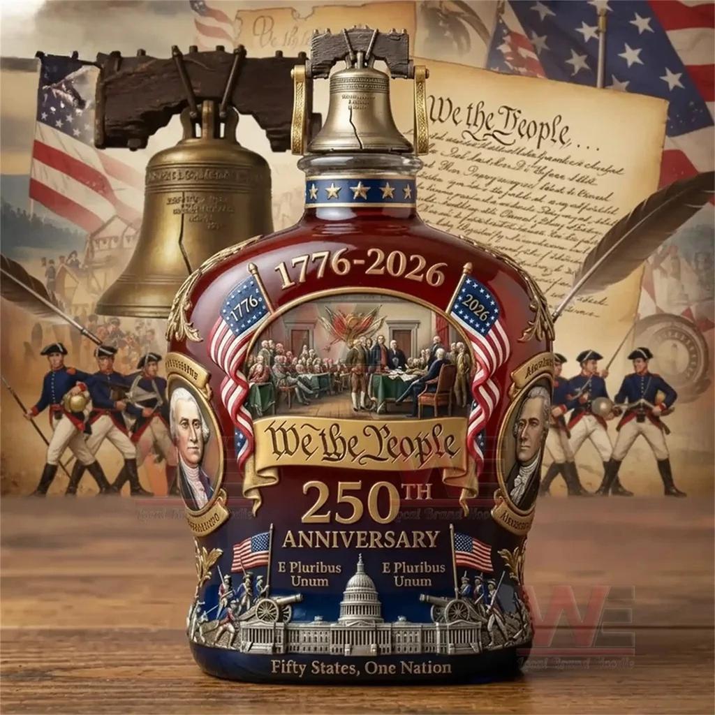 Лимитированная серия commemorative (памятная) бутылка виски 1776-2026 250-летний юбилей Коллекционный декантер с изображением исторических американских символов и архитектуры