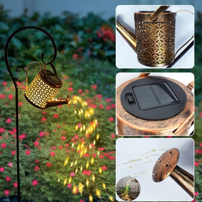 Солнечные феи лейки светильники винтажный металлический садовый декор уличный солнечный подвесной чайник светильник водонепроницаемый вилла двор украшение