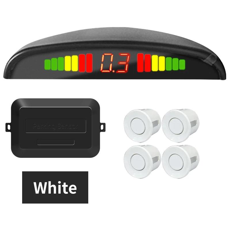 Kmind Car Rear Parking Sensor Kit System 4 Reversing Radar Sensors 12V 22mm Reverse Monitor LED ScreenSound Alert Indicator