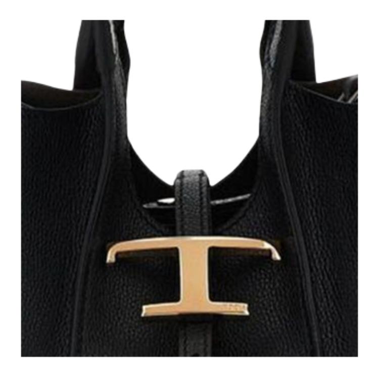 Tods T Timeless Металлическая подвеска T Кожаная Сумка Женские сумки Черный XBWTSBA0000Q8EB999