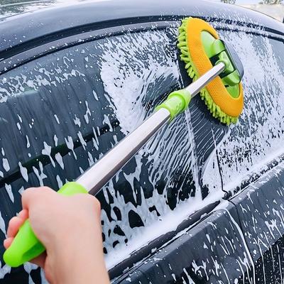 Раздвижная щетка для мытья автомобиля из шенилла, ручка из нержавеющей стали, прочная чистящая головка