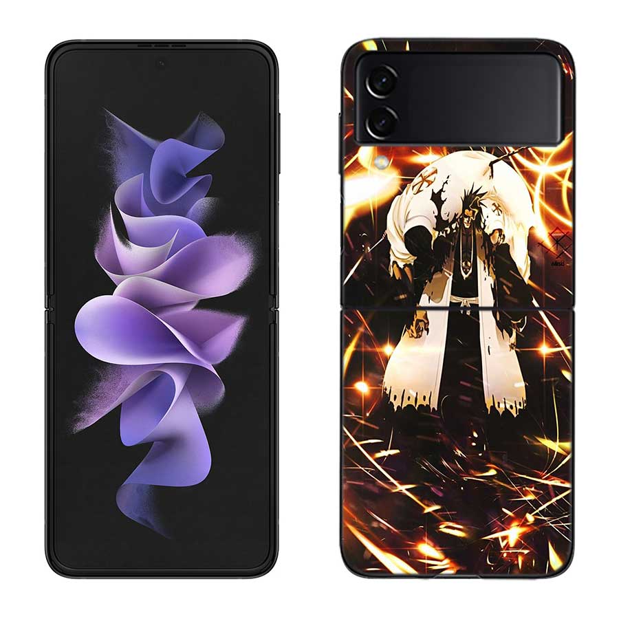 BLEACH Zaraki Kenpachi Phone Case For Samsung Z Flip 7 6 5G Galaxy Z Flip 5 4 3 Black Hard Cell Cover Luxury PC Shell Coque