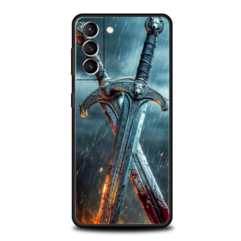 Phone Case Cover for Samsung Galaxy S25 Edge S24 S23 S22 S20 S21 FE Ultra S10 S10E Plus 5G Soft TPU The Sword Creative Pattern