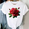 (Asian Size) Trend Plant Flower Cute Print Lady Women Tee Top Clothing Casual Flower Fashion Short Sleeve T Shirt Female Graphic T-shirts