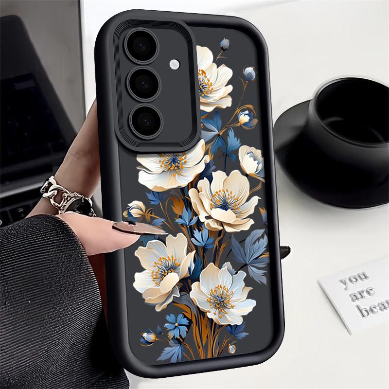 Роскошный матовый мягкий чехол из ТПУ с цветочным принтом для Samsung S25 Plus S24 FE S23 Ultra S22 A56 A36 A16 A55 A06 A05 A15 A35 A54 противоударный чехол-бампер