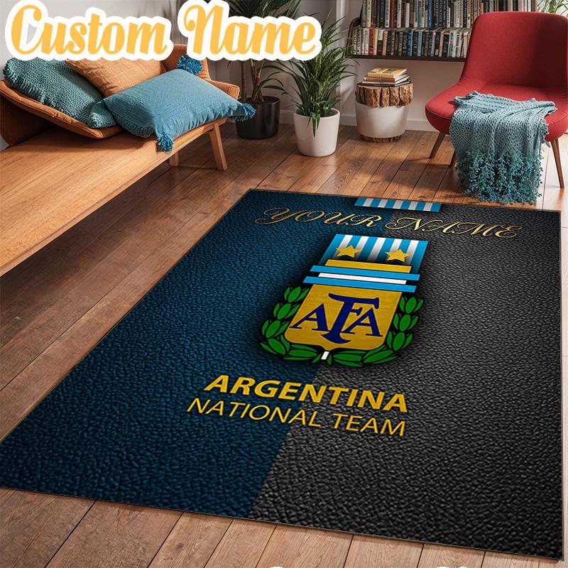 Custom Name Argentina Football Crest Rug Office Rug Chair Mat Non Slip Carpet Rugs for Bedrooms Dining Room Living Room Home Decor gifts