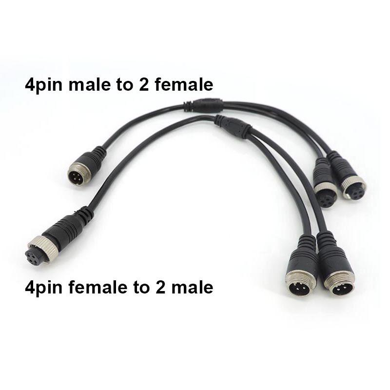 M12 4Pin Y Splitter Aviation Head To Aviation Head Male To 2 Female To 2 Male 4 Core Extension Cable Adapter for CCTV Camera