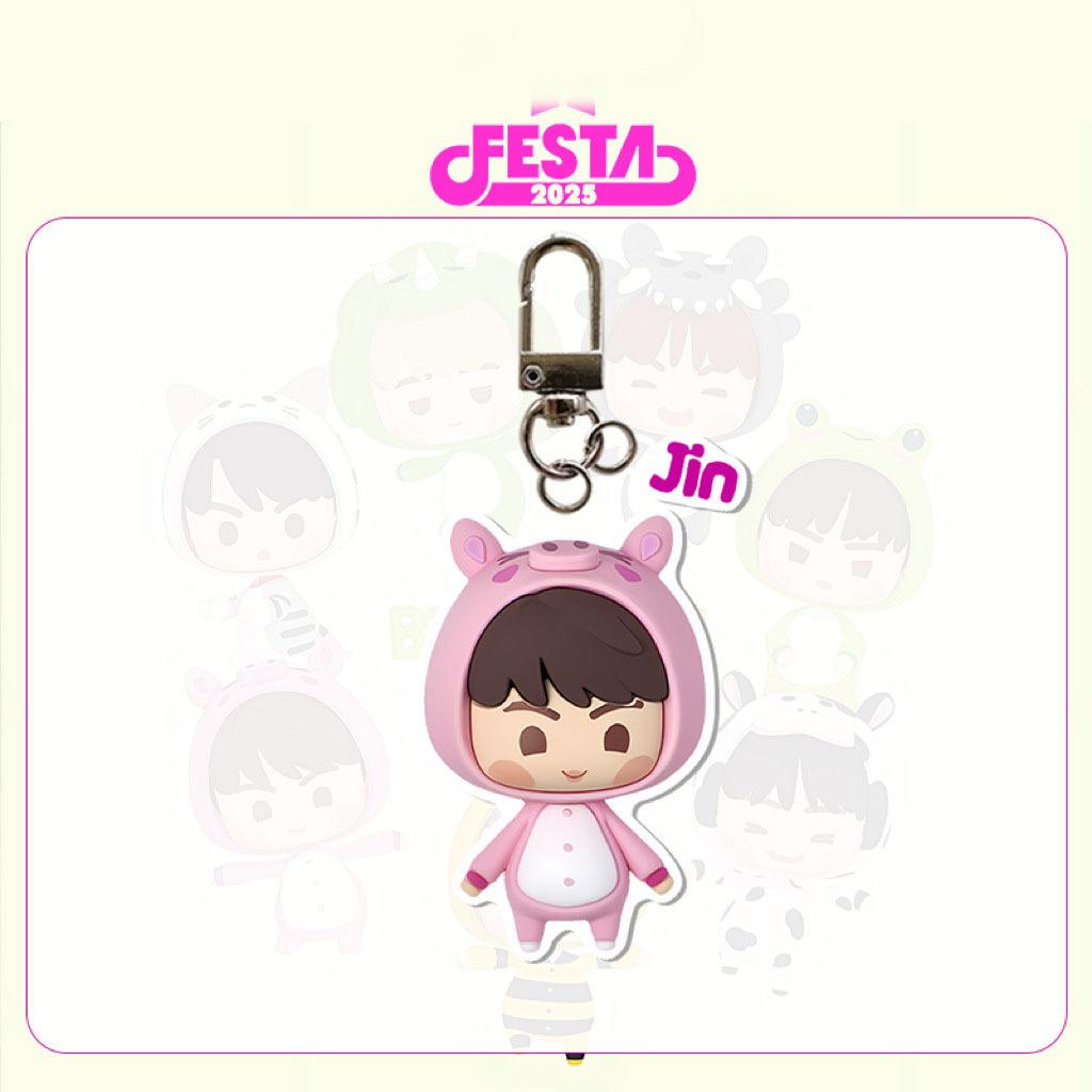 BTS 2025 FESTA Животный Костюм Мультяшный Акриловый Брелок, Bangtan Boys Милый Мультяшный Брелок с Именем Участника, Kpop ARMY Фанаты Брелок-Подвеска для Сумки