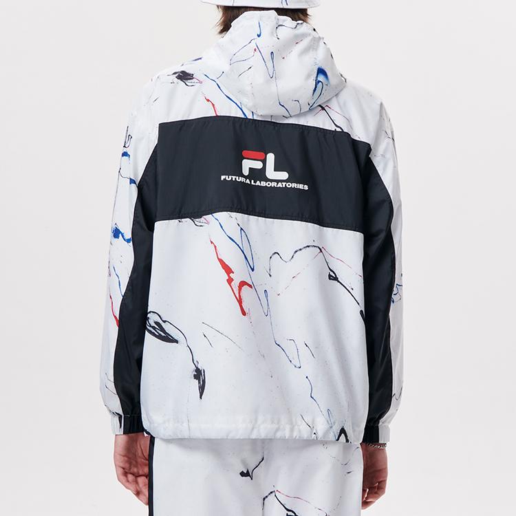 Fila Fusion X Futura Коллаборация Спортивная куртка с капюшоном с принтом-брызгами Мужские куртки Белый T11M138704F-WT