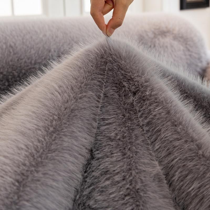 Sofa Towel Autumn and Winter New Straight Row Thickened Rabbit Plush Winter Cushion Non-slip High-end Cover Cloth