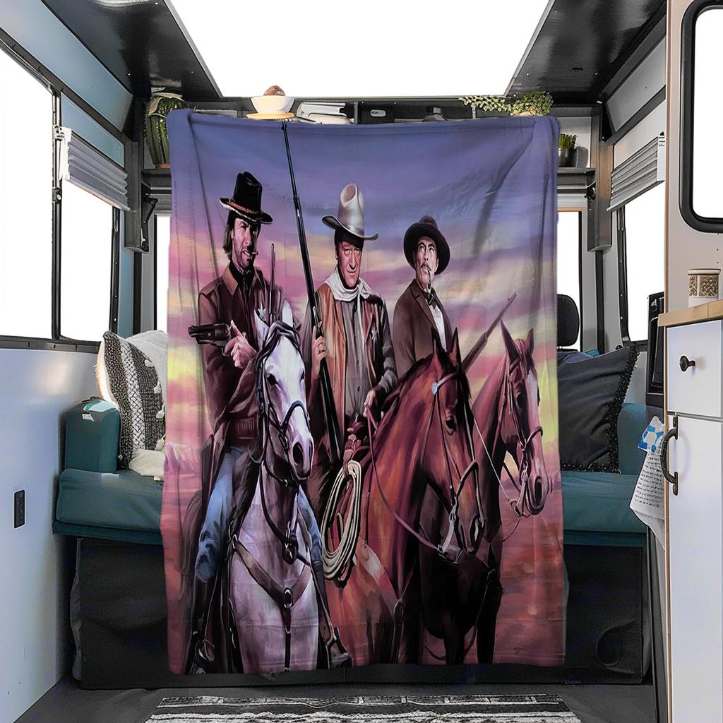 1pc John Wayne Western Cowboy Horse blanket, al season lightweigh Poster blanket home office outdoor nap multifunc Poster blanketional blanket