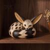 Fox Figurines for Home Decor Figurine Sitting Resting Pose, Wood Carved Style Resin Animal Statue, Decorative Wildlife Art Desktop Office Decor, Cute