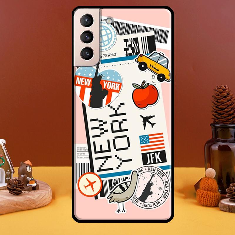 Чехол для телефона New York TOKYO Traveltickets для Samsung Galaxy S20 FE S21 S22 Note 20 Ultra Note 10 S8 S9 S10 Plus
