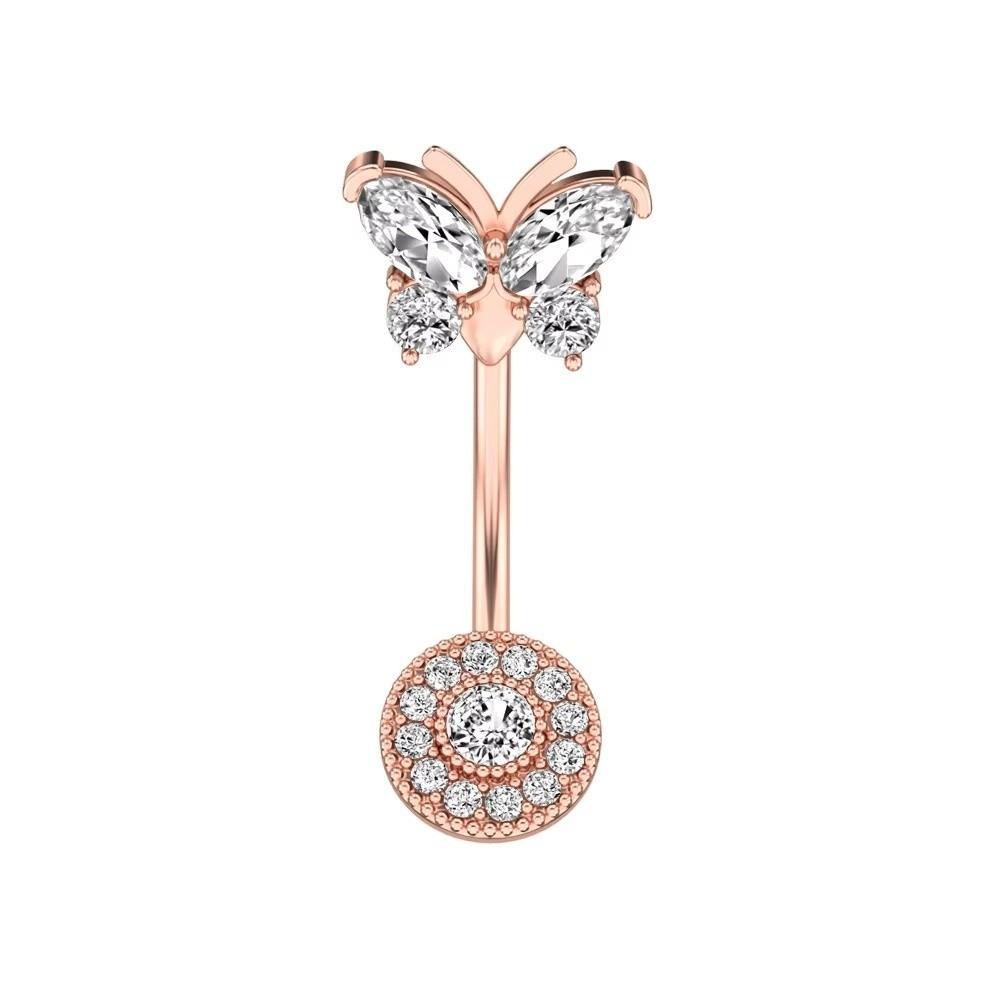 Bow Knot Butterfly Navel Jewelry Dangled Design Belly Rings Crystal Zircon Piercing Belly Seaside
