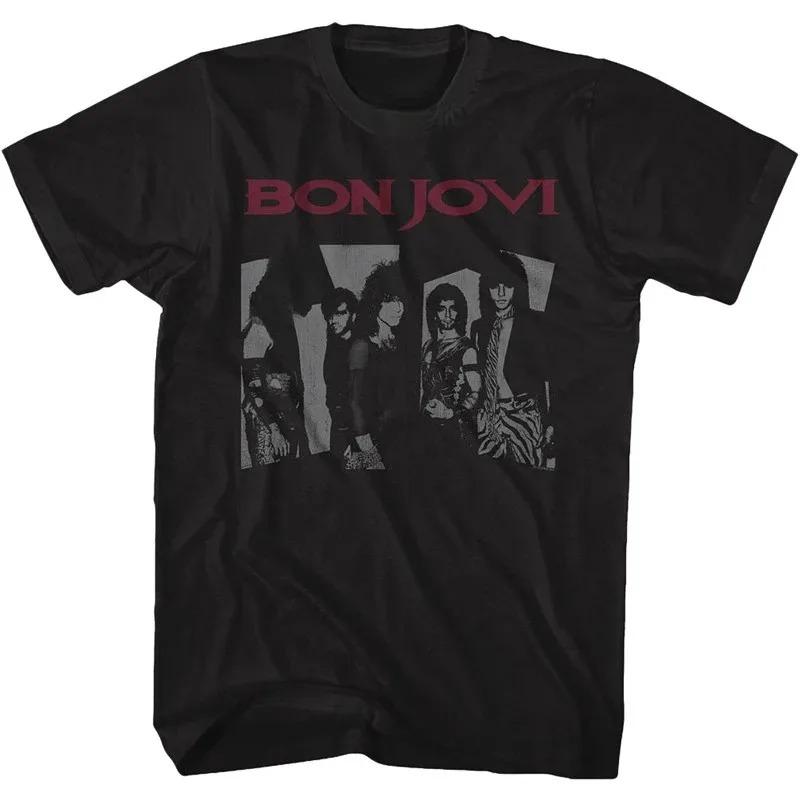 Bon Jovi "Bad Medicine" Ретро Графика Красного Креста Унисекс Тяжелый Хлопок Оверсайз Футболка Рок-Группы