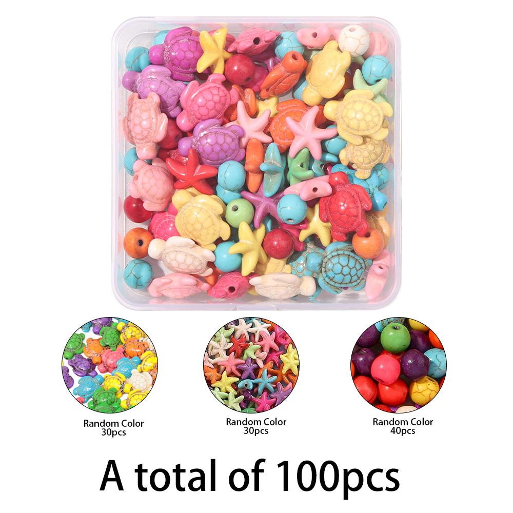 100 шт. бирюзового материала, набор для украшения бусин в виде черепахи, морской звезды, декоративные бусины, бусины с морскими животными, летние пляжные серьги-браслеты на лодыжку своими руками