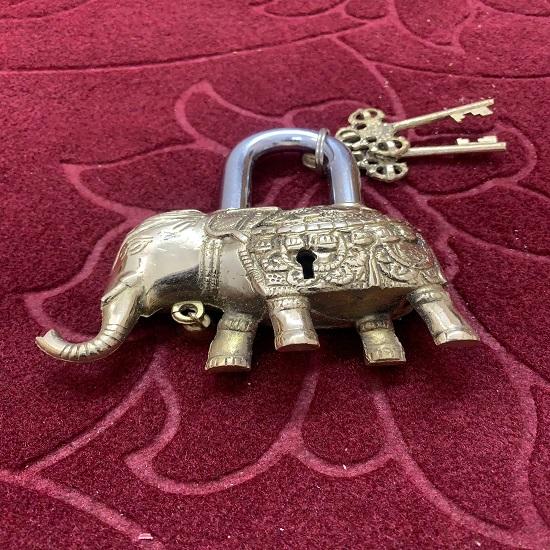 Латунный навесной замок в форме слона, однотонный латунный замок с двумя ключами