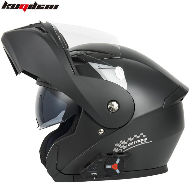 Full Face Motorcycle Helmet With Dual Visor Flip-Up Design Bluetooth Compatible Long Battery Life ABS Material Certified