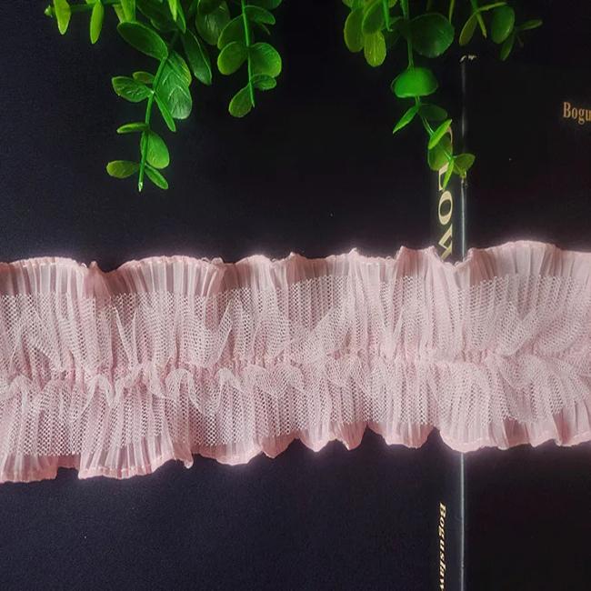 3 метра/партия, ширина 6 см, абрикосовый/белый/розовый, 2 слоя, 3D сетка, плиссированная кружевная отделка, тюль, кружево, ручная работа, сделай сам, детский рукав, пышная юбка-торт