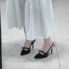 2025 New French Pointed Bow High Heels Women's Stiletto Sandals Temperament Versatile Light Mouth Shoes