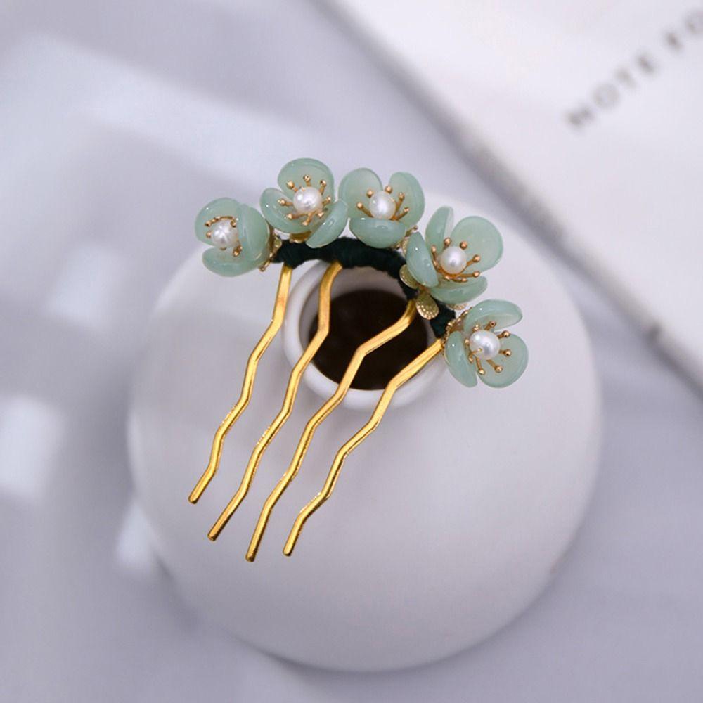 Hanfu Pearl Cheongsam Disk Hair Flowers Hair Stick U Shaped Hairpin Hair Fork Hair Accessories