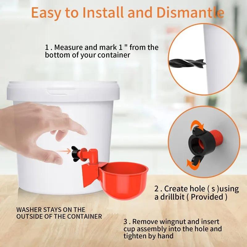 Красная пластиковая автоматическая поилка для птицы с подвесным креплением - 5/10/20 штук