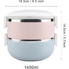 Portable Bento Boxes Adult Lunch Box Stainless Steel Stackable Lunch Box Container Bento Box Food Container (The second layer 1400ml)