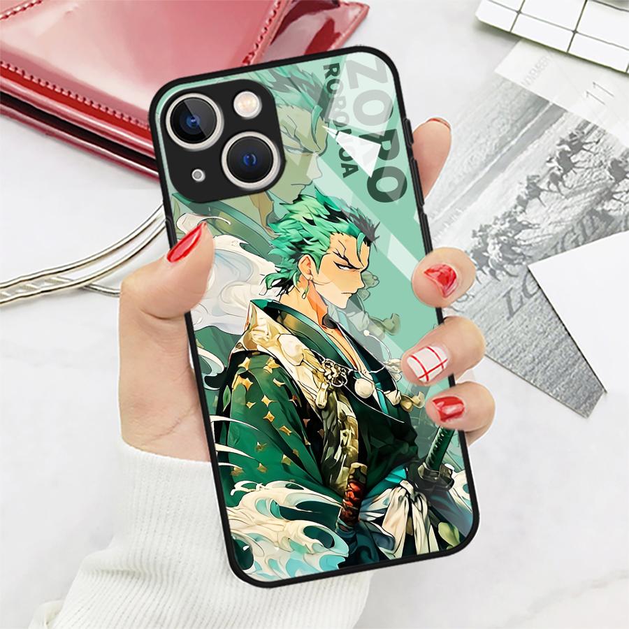 Стеклянный чехол для телефона для iPhone 17 Pro Max 11 16 15 Plus 8 Air 13 XR 12 14 OneS P-ieceS Luffy Zoro