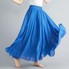 Mori Girl Plus Size Cotton Linen Midi Skirt - Elastic Waist, A-line, Solid Color, Ethnic Style, Long Length